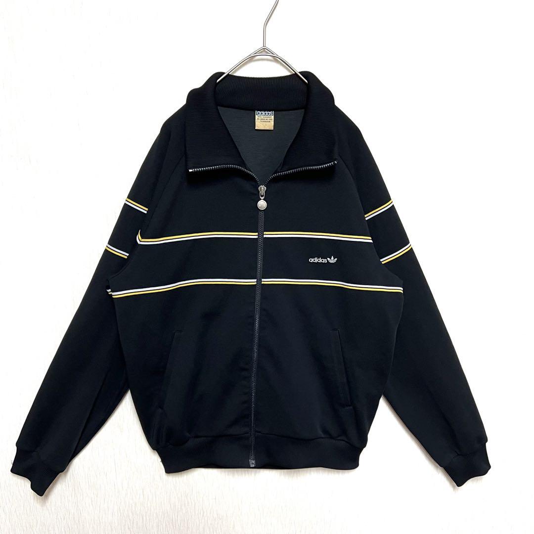 adidas アディダス トラックジャケット Lサイズ ブラック 古着 人気‼️】80s adidasトラックジャケット L デサント ブラック