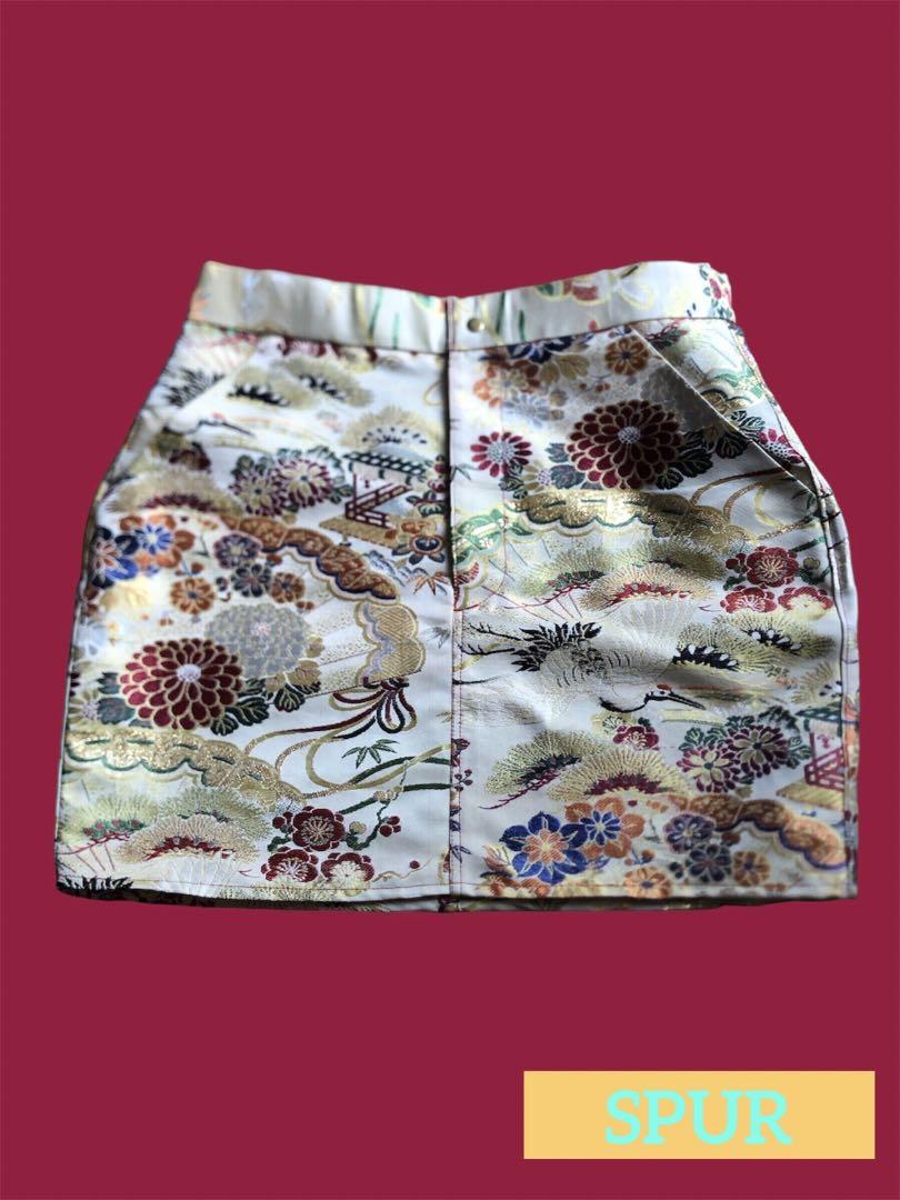 kimono upcycle 着物リメイク　着物帯　ミニスカート