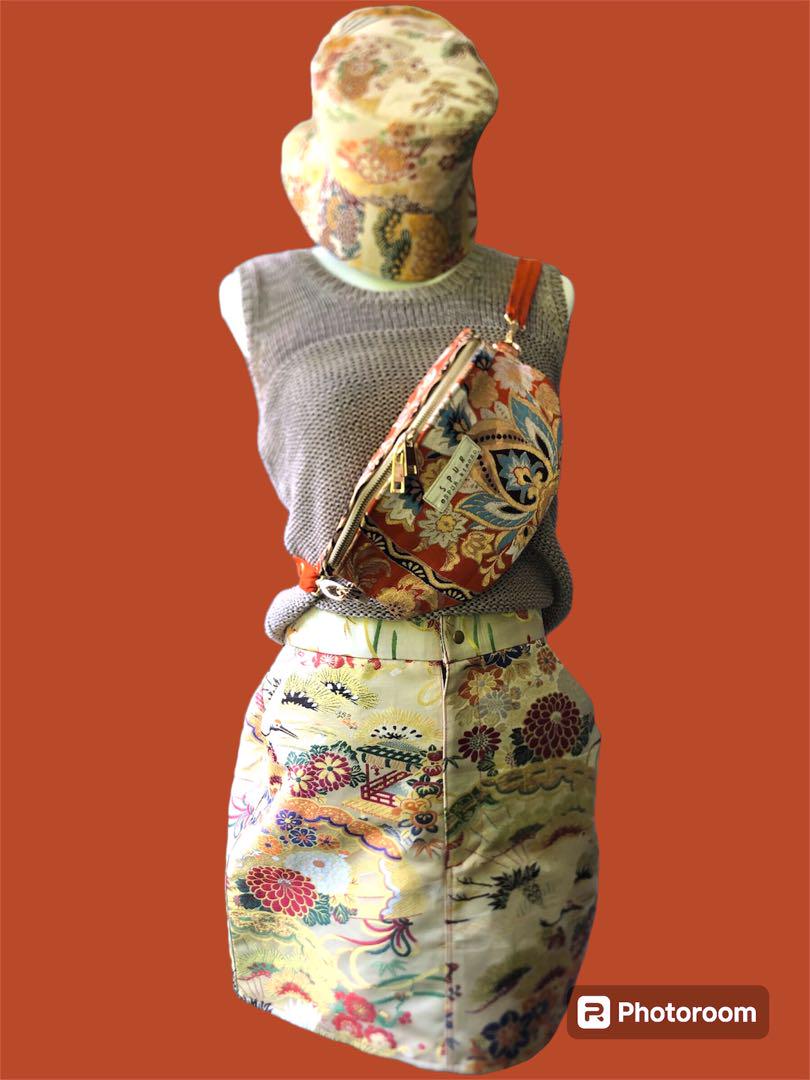 kimono upcycle 着物リメイク　着物帯　ミニスカート