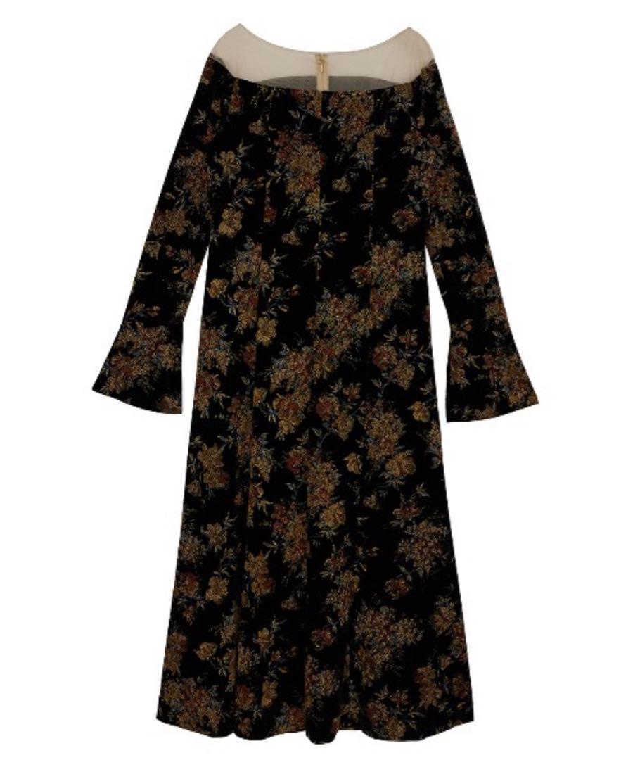 ワンピース FLOWER PRINT VELOUR DRESS