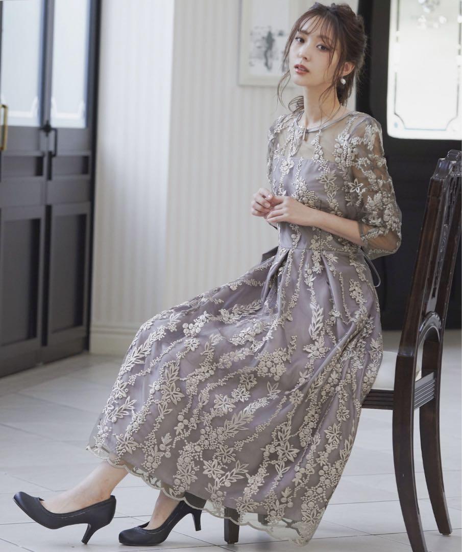 【apoaporo】niana 結婚式 ワンピース ドレス　刺繍 レース
