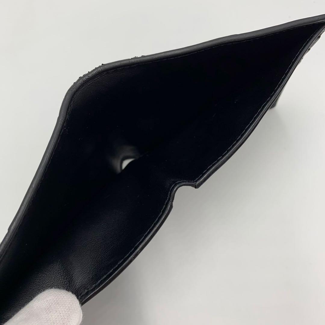 ［美品］ボッテガヴェネタ　カセット　マキシイントレチャート　折り財布　ブラック