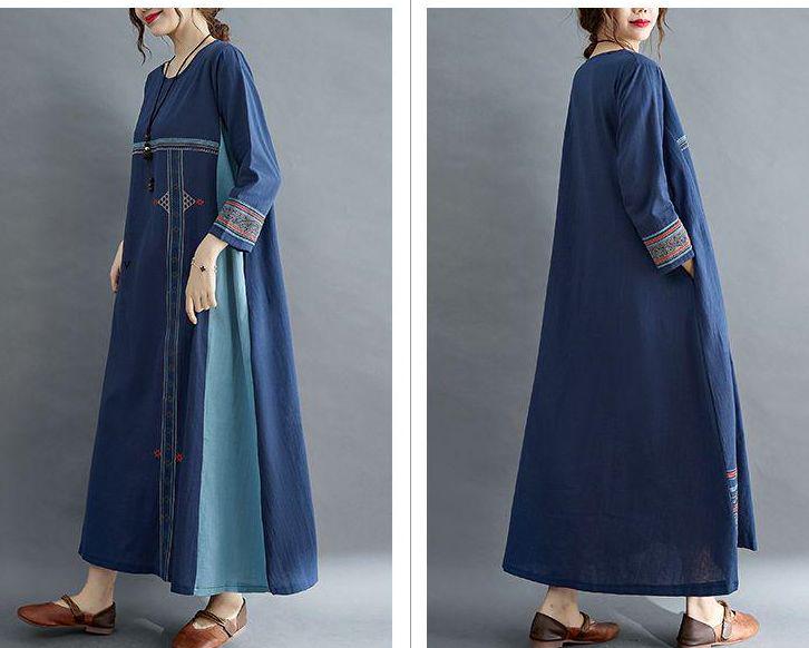 最安値正規品 刺繍柄春ゆったりワンピース森女風レディース xSIhm-m85979357584 期間限定特価