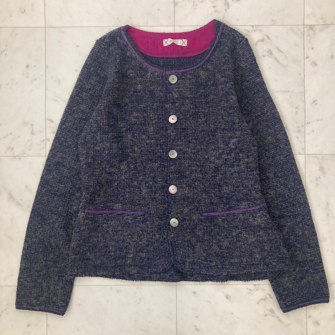 美品 パラスパレス ウールニットジャケット チャコールグレー 美品 パラスパレス ウールニットジャケット チャコールグレー