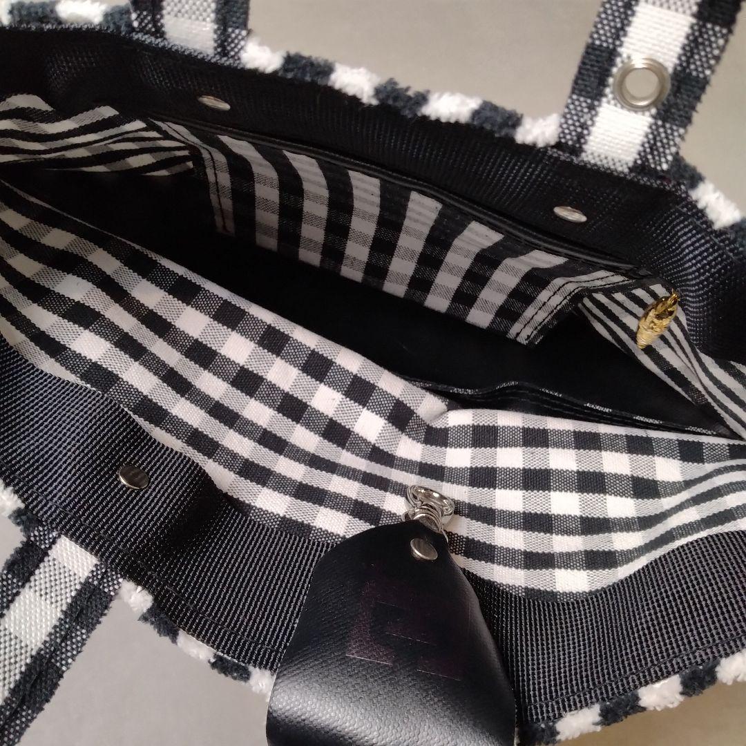 ebagosギンガム・Y字トートM BLACK GINGHAM エバゴス
