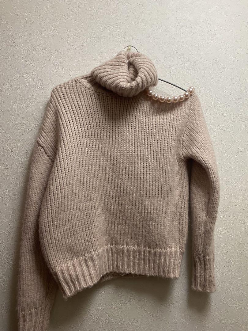 ZARA ニットセーターカットアウトディティール ペールピンク