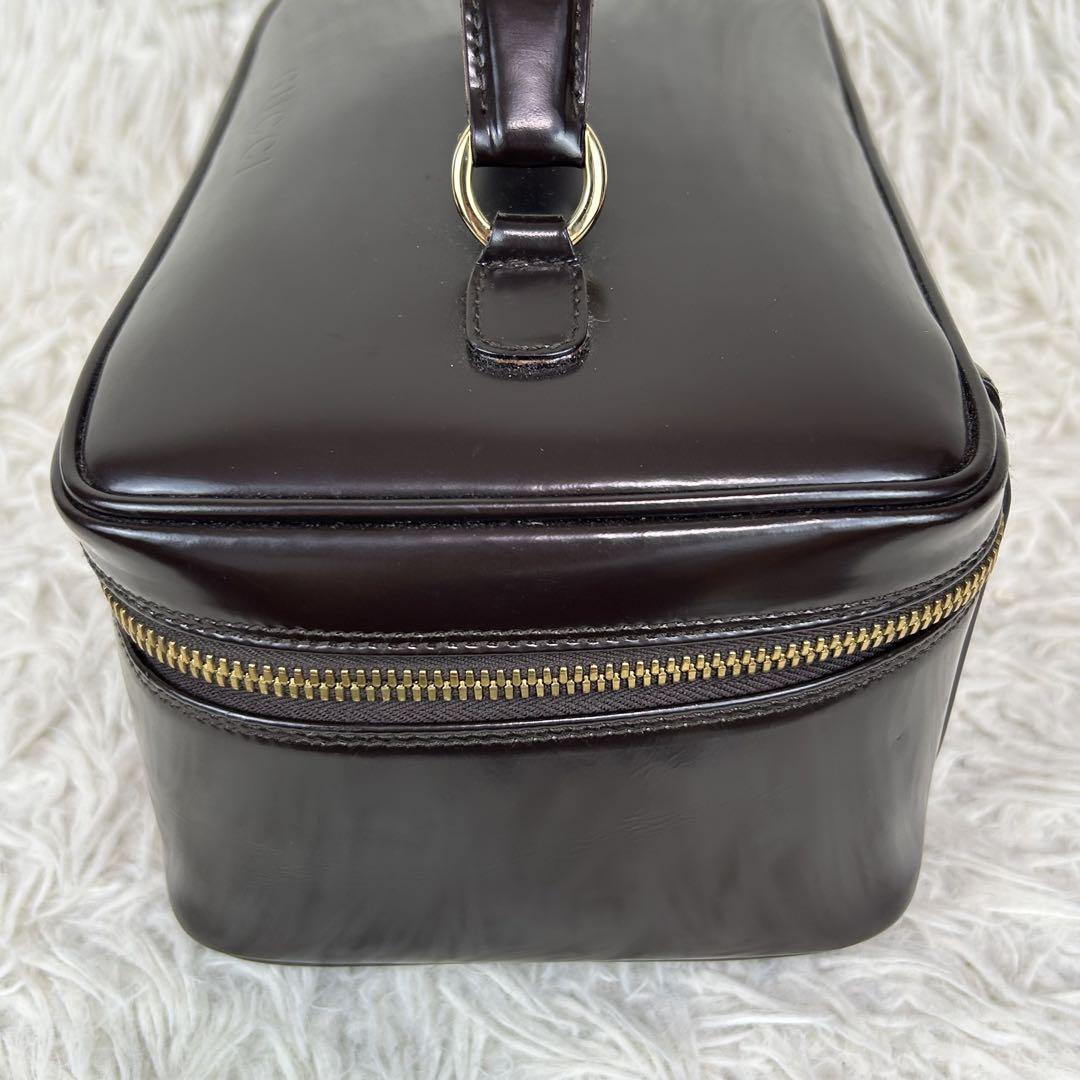 GUCCI バニティ ポーチ エナメル レザー バンブー ボルドー 赤 GUCCI バニティ ポーチ エナメル レザー バンブー ボルドー 赤