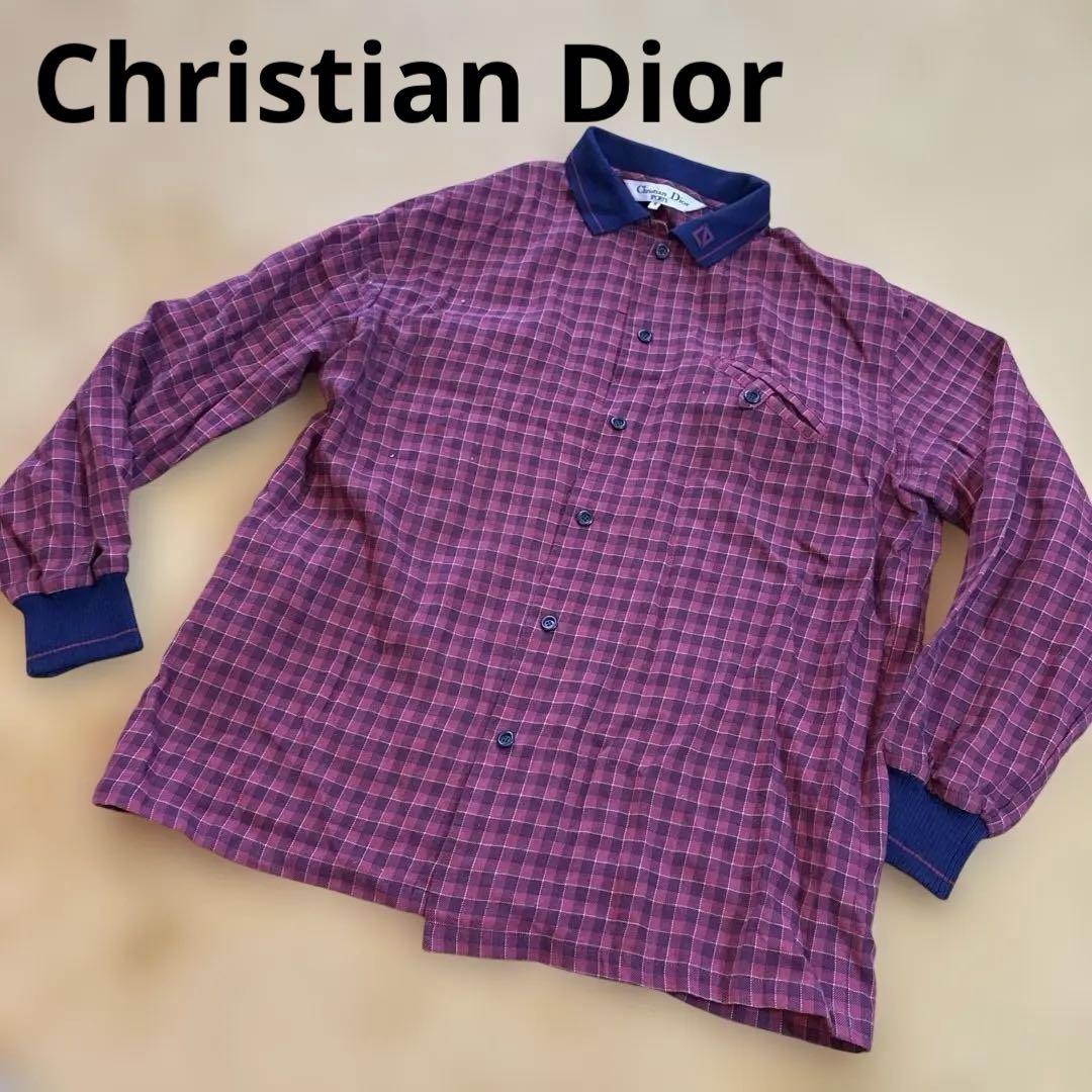 80s Christian Dior Sports 半袖 チェックシャツ L