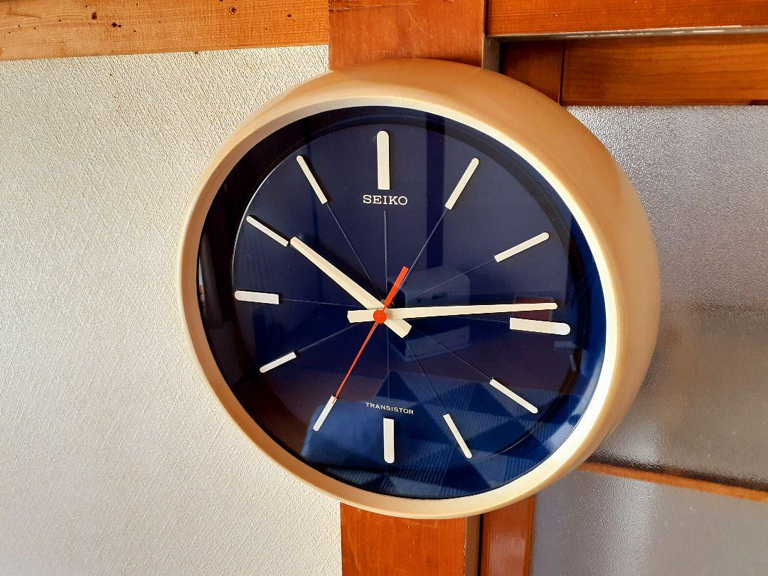 70's　SEIKO　掛け時計　ポストモダン　ビンテージ　オーバル　ネイビー