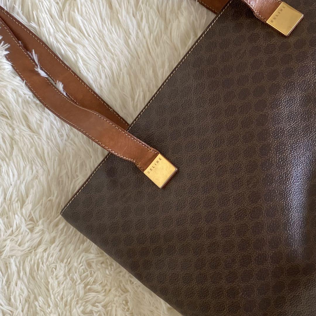 CELINE トートバッグ　大容量　A4可　レザー　マカダム　ゴールド金具 CELINE - 美品激安 セリーヌ トートバッグ マカダム柄 ゴールド