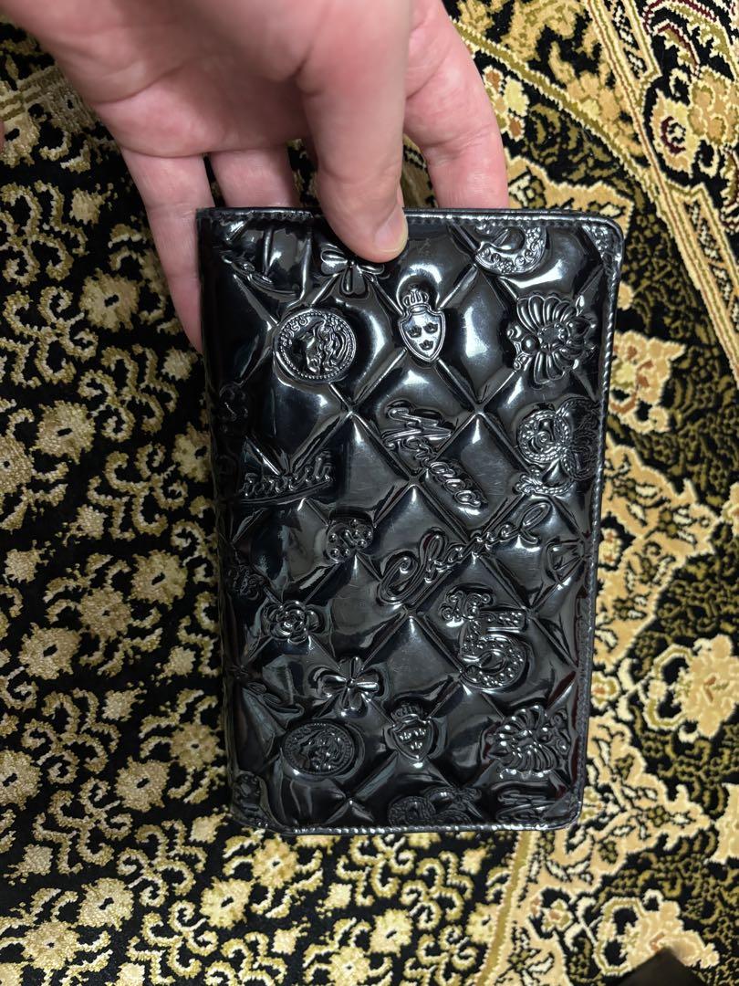 CHANEL アイコン シンボルチャーム パテントレザー エナメル 長財布 黒
