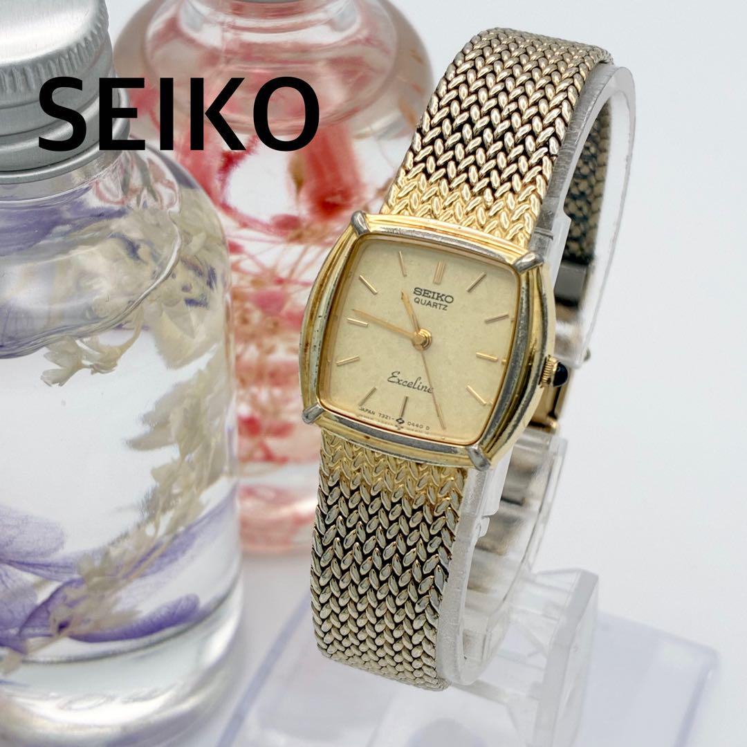 稼働 腕時計 SEIKO EXCELINE セイコー ゴールド 新品電池 A66