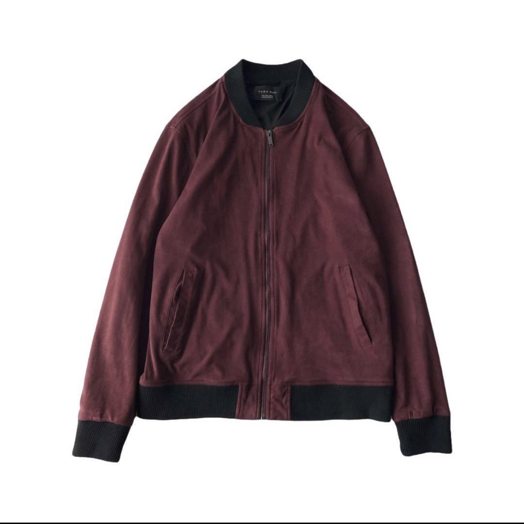 好きに ZARA MAN ワインレッド フェイクスエード ブルゾン ジャケット ジャケット・アウター