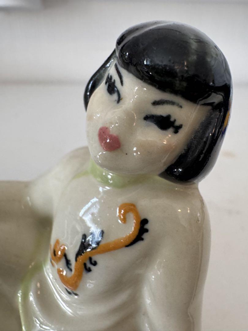 陶器製 男女 置物