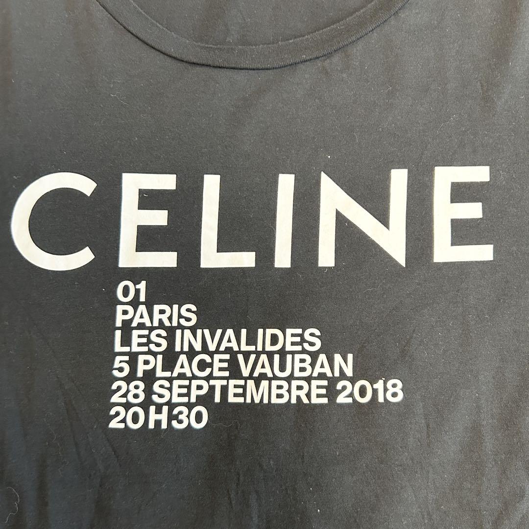 美品✨セリーヌ　CELINE Tシャツ　ロゴT 半袖　カットソー　黒色　ブラック