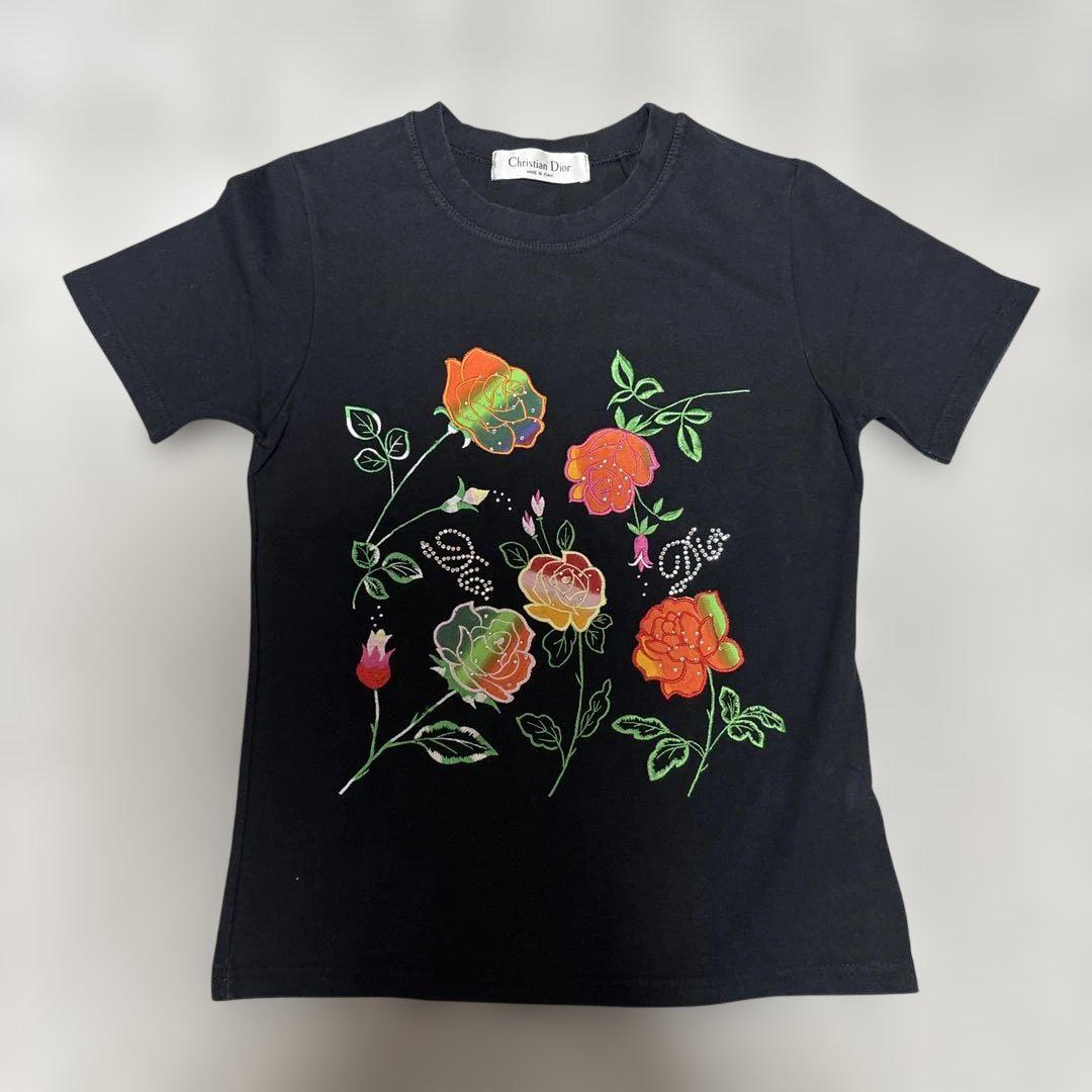 クリスチャンディオール Tシャツ 花柄 スパンコール M レディース　イタリア製