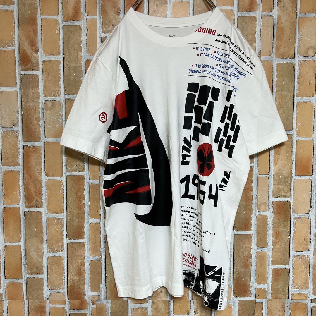 140ナイキ90sNIKEゴツナイキ半袖Tシャツスウォッシュビッグプリント総柄L