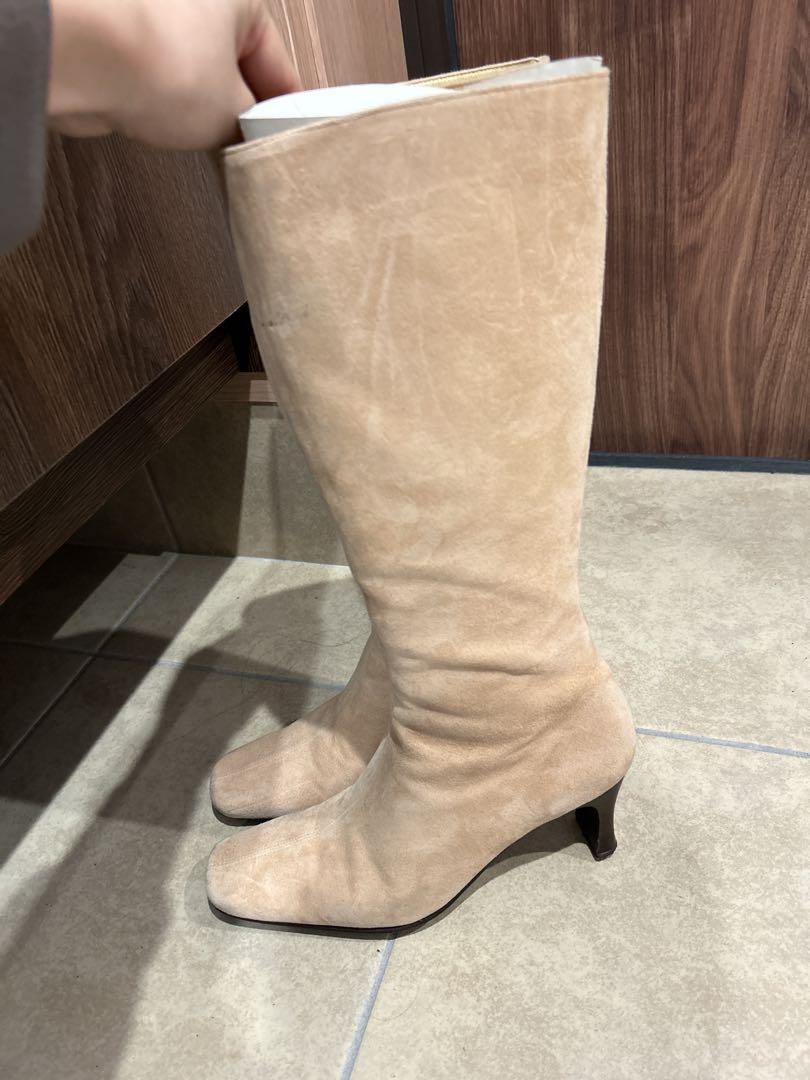 使用少・美品】Max Mara レースアップロングブーツ チャンキー