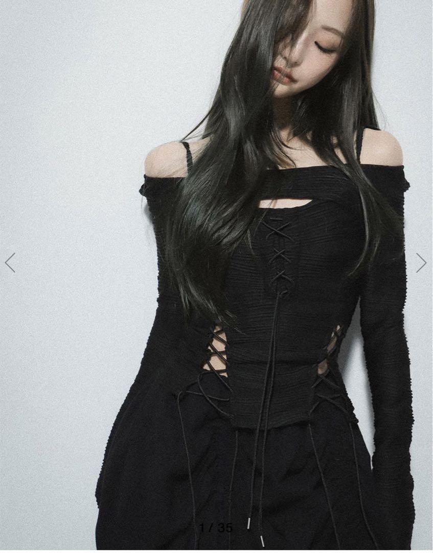 Tシャツ/カットソー(七分/長袖) MELT THE LADY lace up layered corset