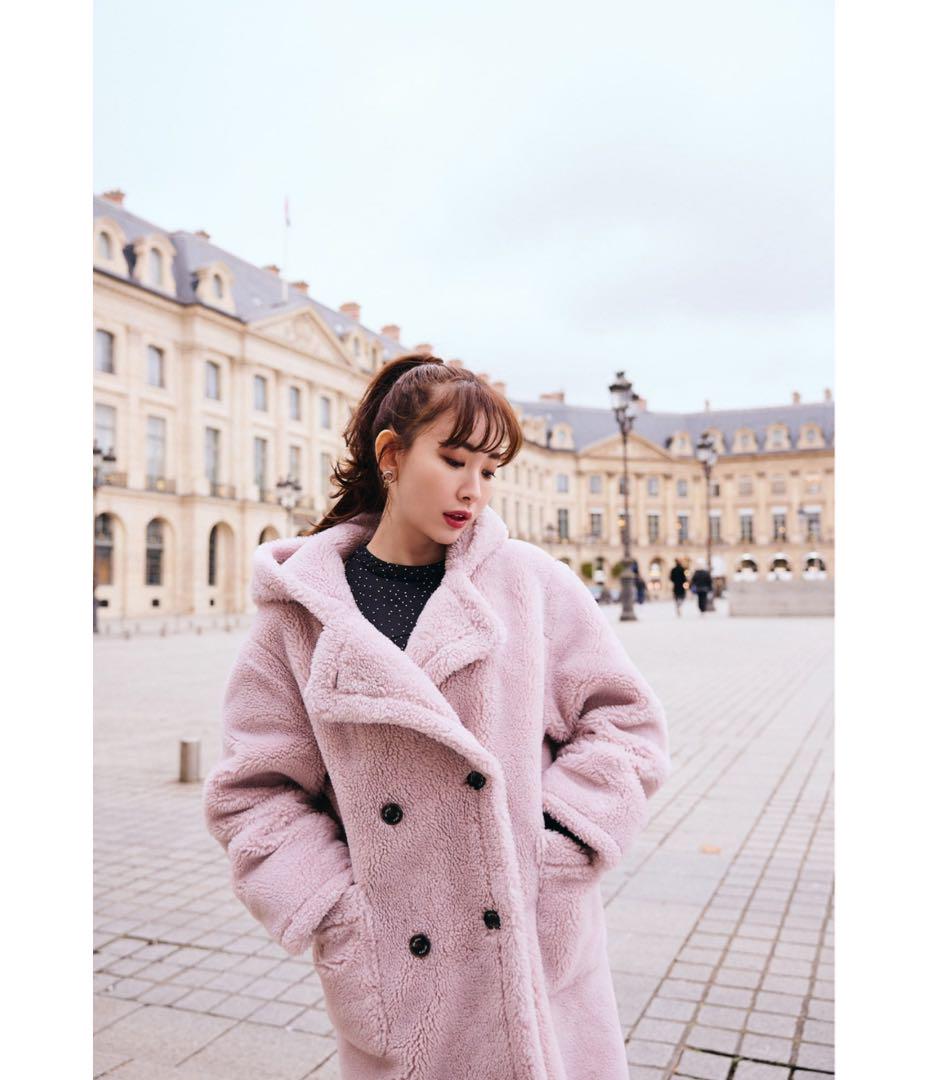 【her lip to】Fleur Shearling Boa Coat