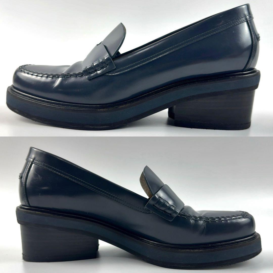 【美品】エルメス アンタンポレル ローファー ネイビー 23.5