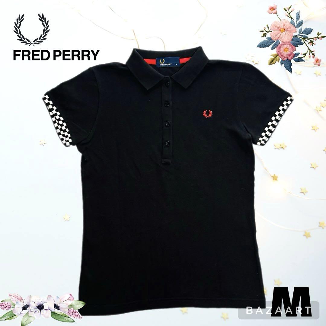 FRED PERRY フレッドペリー ポロシャツ 市松模様 黒 ブラック 白 赤