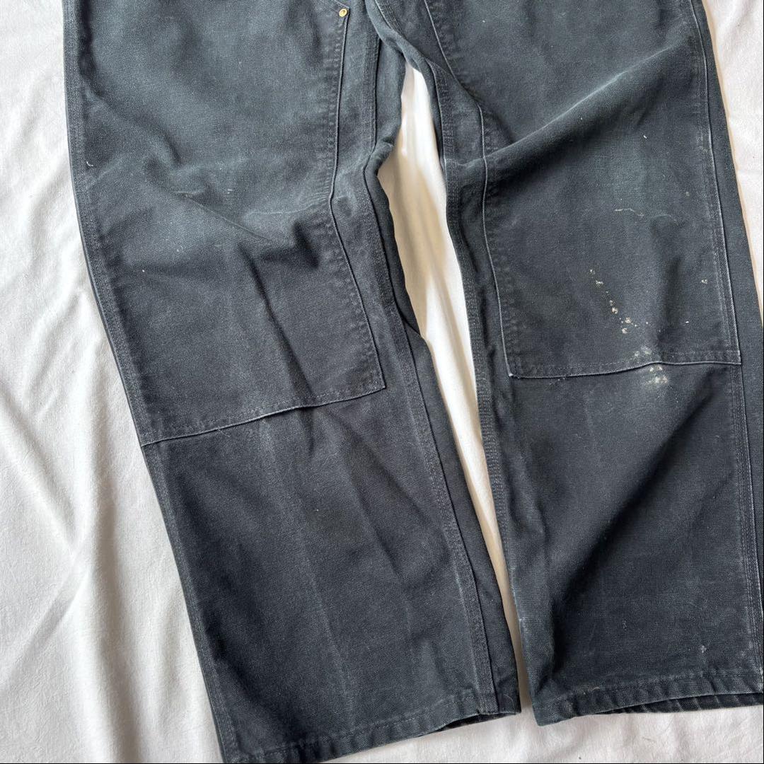 [雰囲気最高] Carhartt ダブルニー ブラック 40×32 黒 フェード