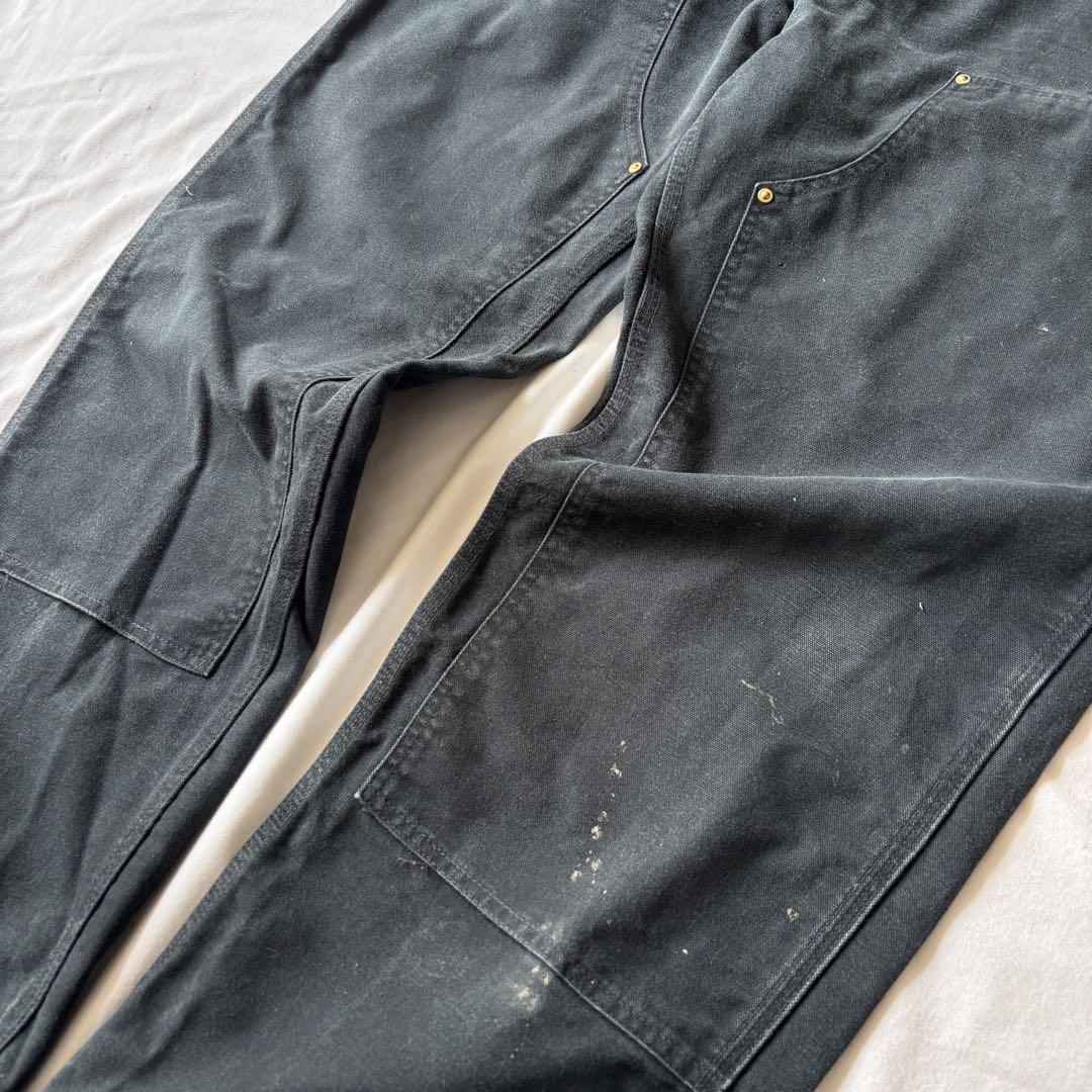 [雰囲気最高] Carhartt ダブルニー ブラック 40×32 黒 フェード
