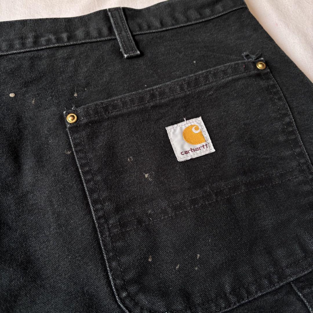 [雰囲気最高] Carhartt ダブルニー ブラック 40×32 黒 フェード