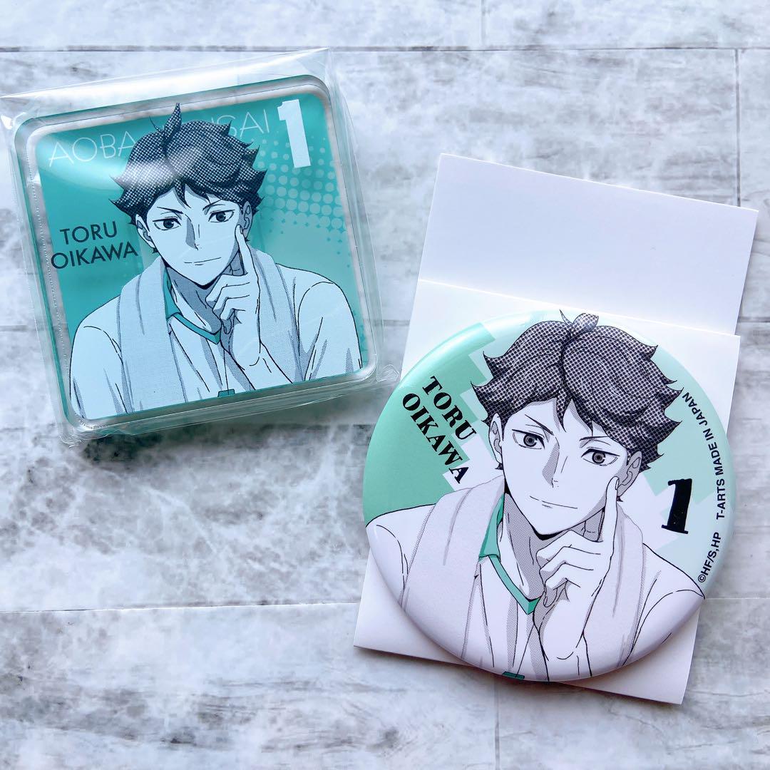 ハイキュー!! 及川徹 break time アクリルブロック 缶バッジ 2点