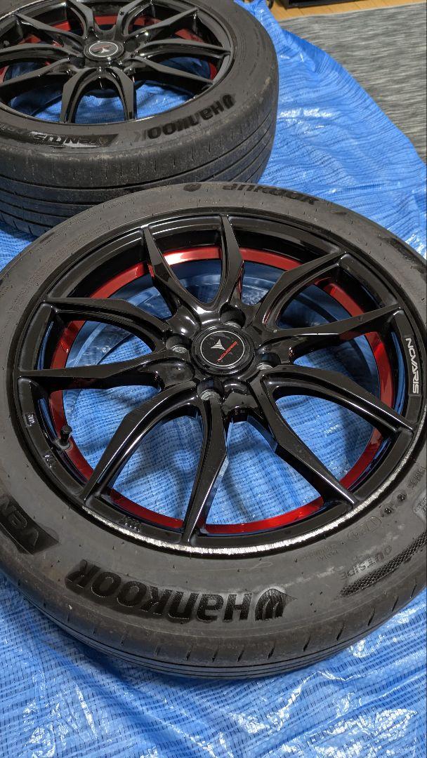 185/55R16ホイールセット　PCD100　黒赤