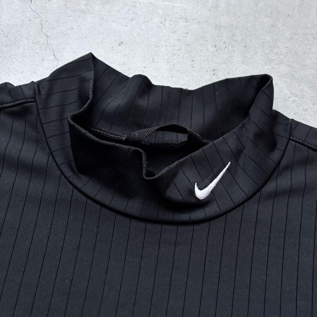 美品】NIKE GOLF ナイキゴルフ ストライプ モックネック 長袖シャツ