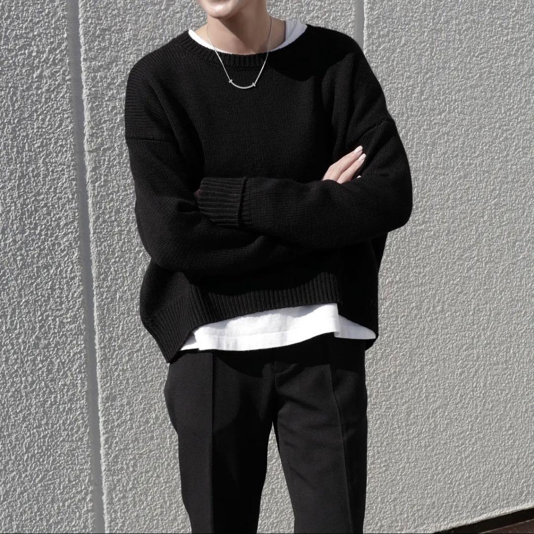 日本全国送料無料商品 特集 gypsohilaジプソフィア CrewNeck Knitブラック｜トップス ニット+セーター