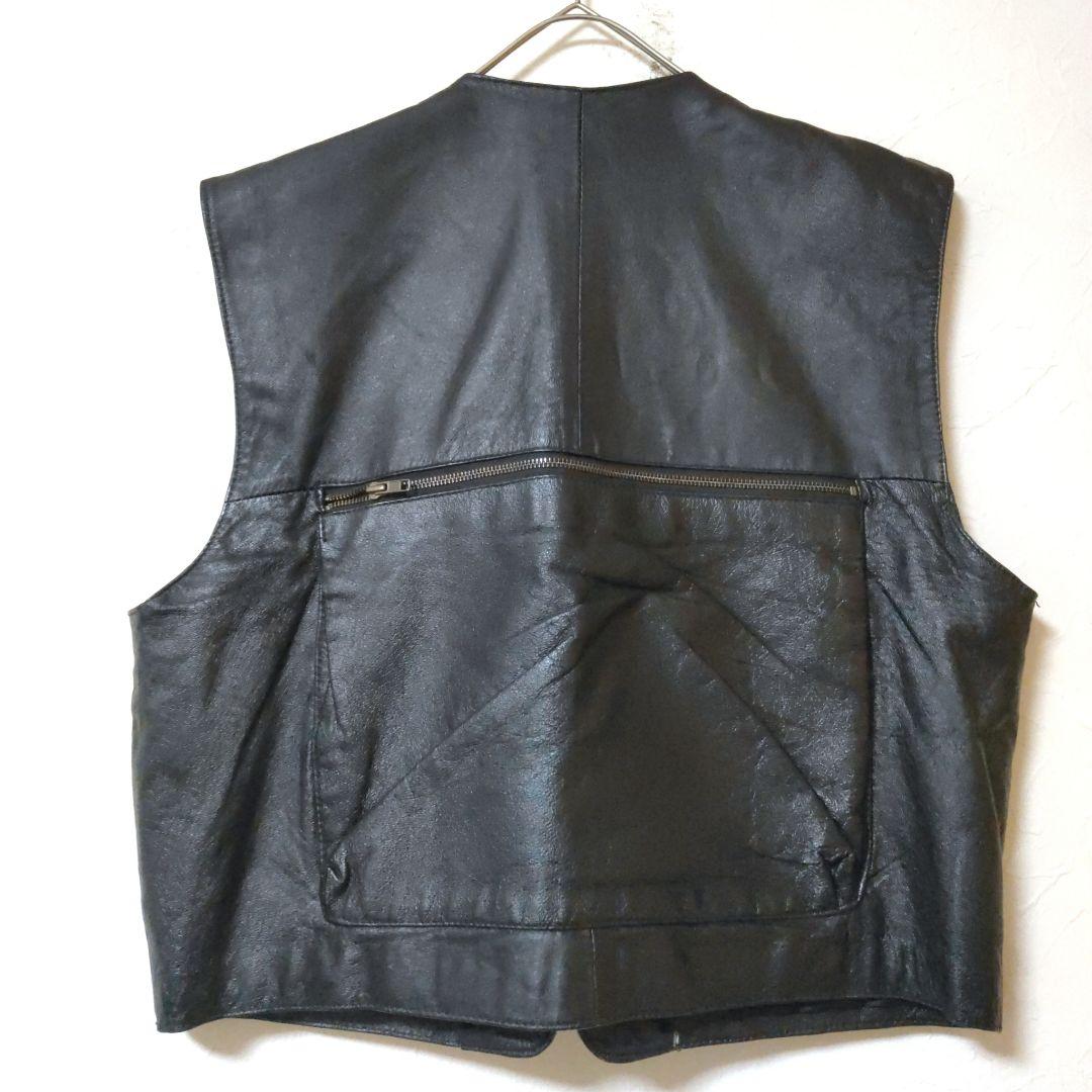最新アイテム ヴィンテージ レザーベスト レザーフィッシングベスト 本