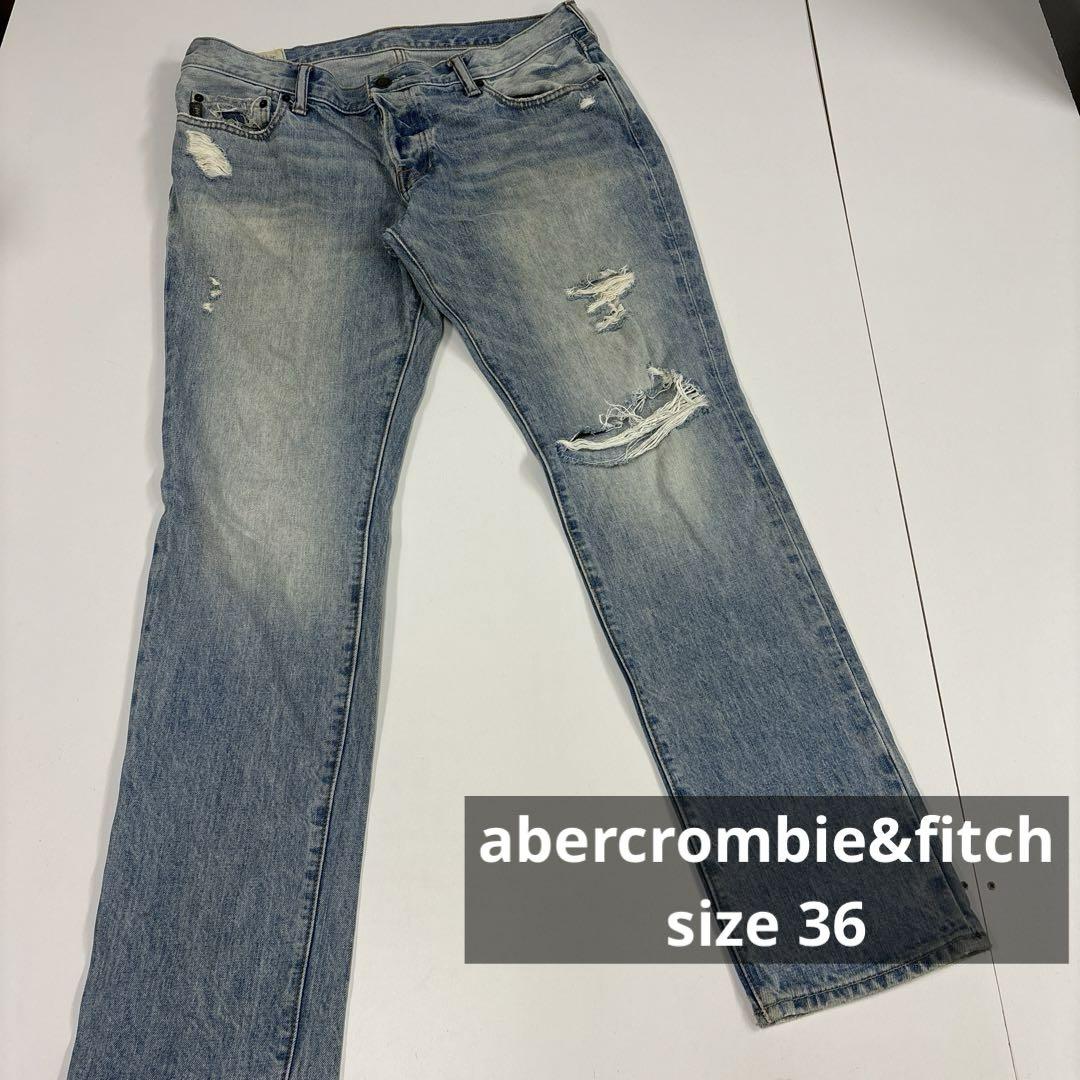 アバクロ デニムパンツ ダメージ 36 古着 ビッグサイズ ローライズ