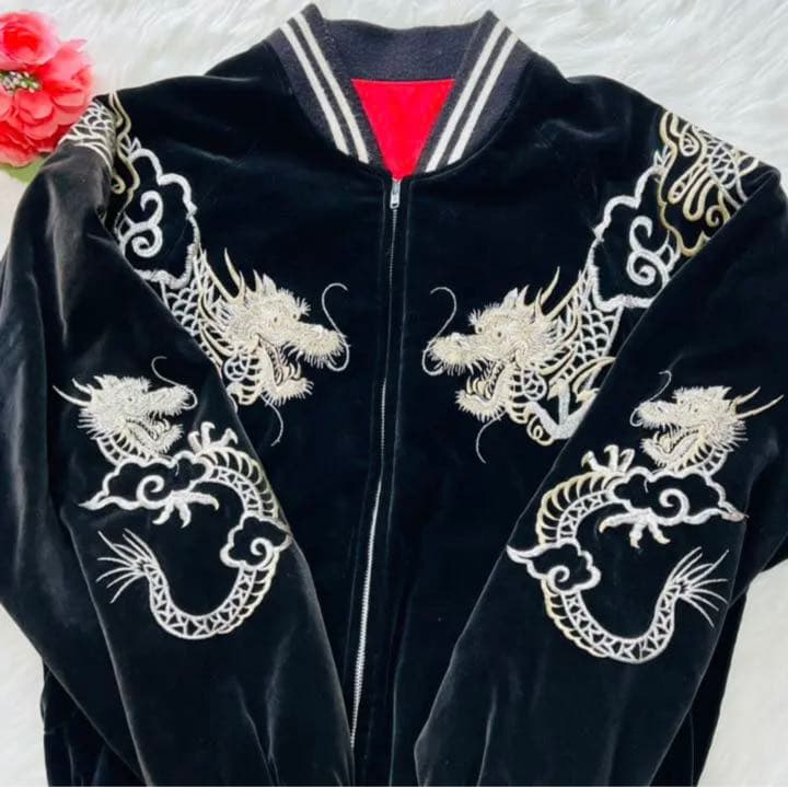 スカジャン ベロア ドラゴン 龍 ヴィンテージ 90s 00s ヴィンテージ スカジャン ベロア ドラゴン 龍 ヴィンテージ 90s 00s ヴィンテージ