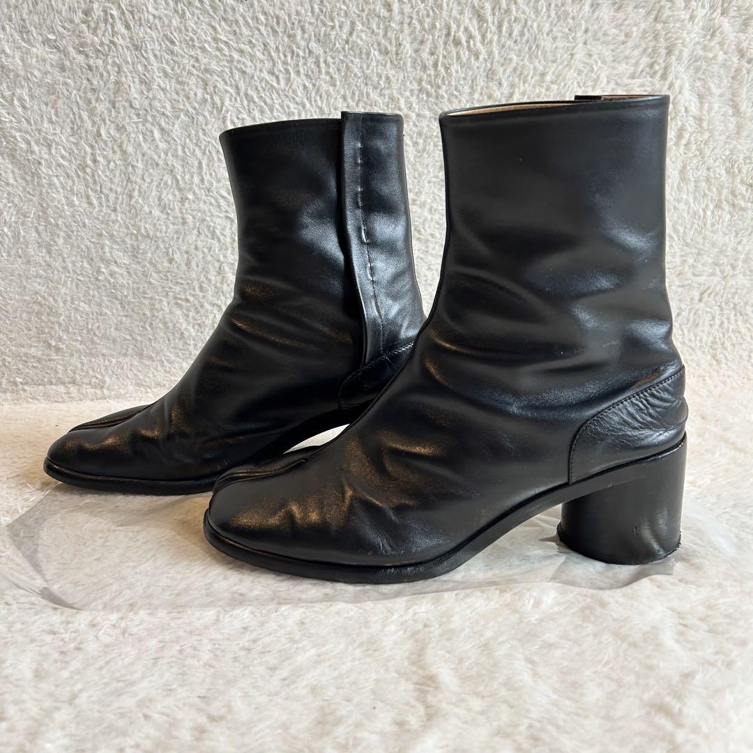 【美品】メゾンマルジェラ　足袋ブーツ　タビ　レザー　黒　27cm　ヒール6cm 美品】メゾンマルジェラ 足袋ブーツ タビ レザー 黒 27cm ヒール6cm
