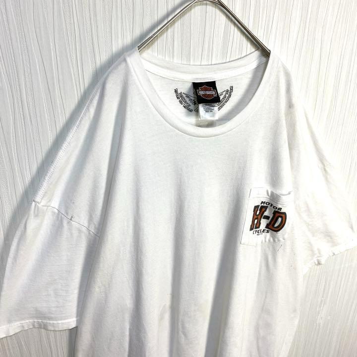 【人気】ハーレーダビッドソン☆ポケットtシャツ ブルドッグ　バックプリント