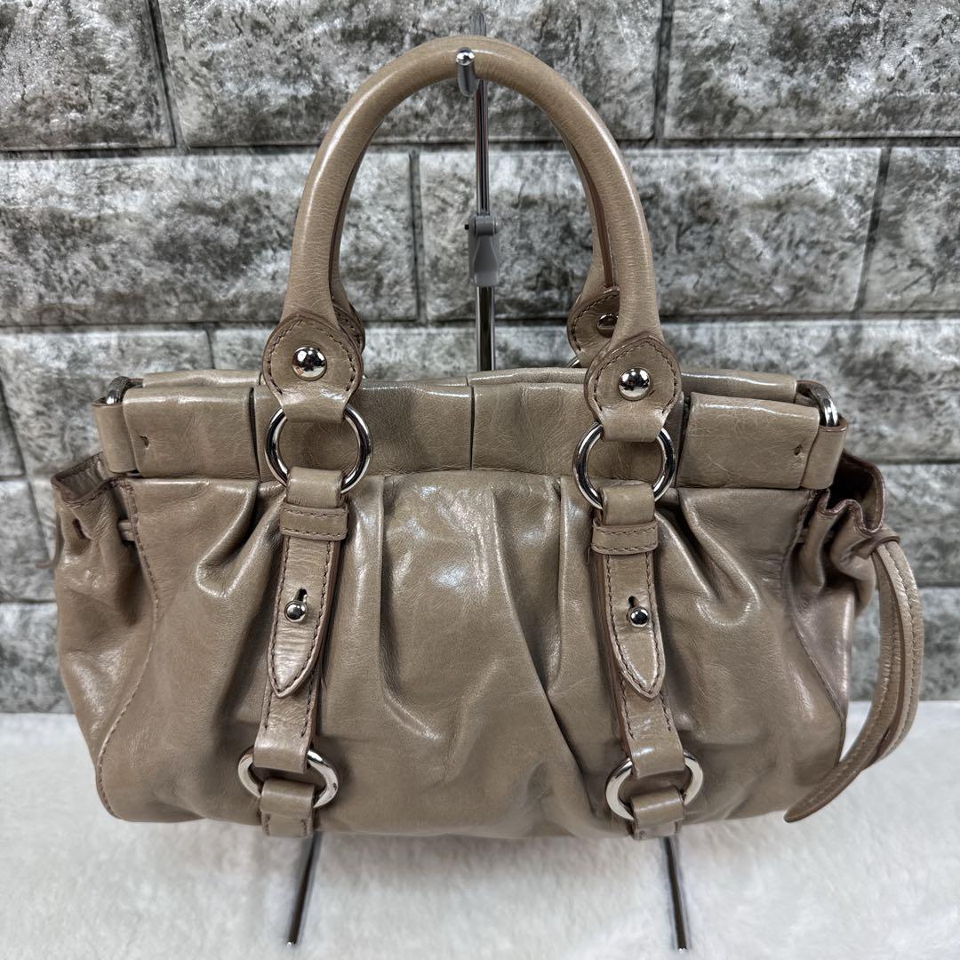 美品 miumiu ミュウミュウ VITELLO LUX 2way バッグ