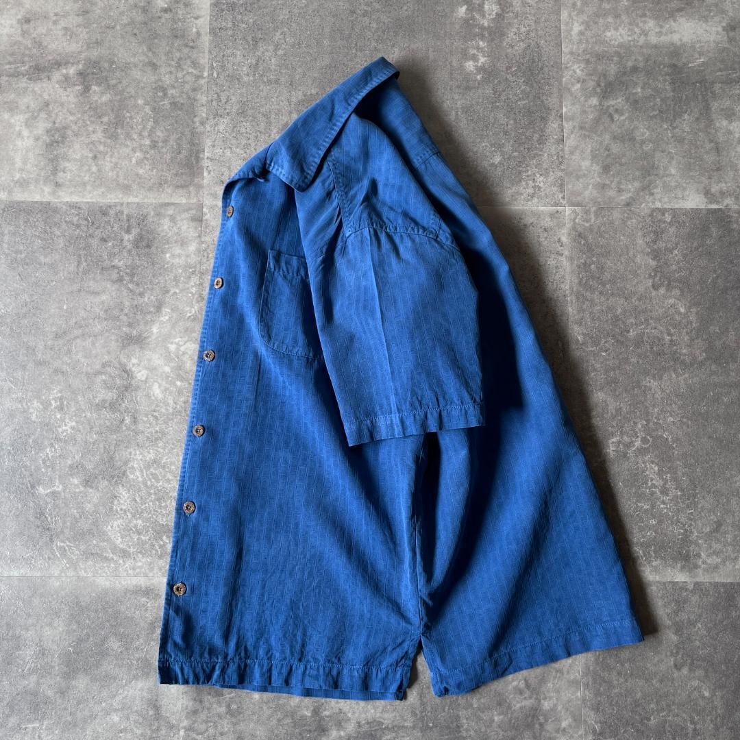 00s Tommy Bahama シルクシャツ 開襟 L相当 青 A339