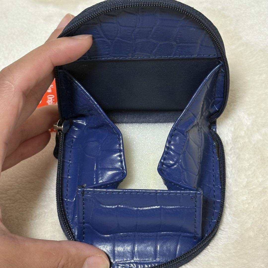 【新品】マットクロコダイル　馬蹄型コインケース ネイビー 新品未使用】ネイビー クロコダイル風 コインケース 馬蹄型