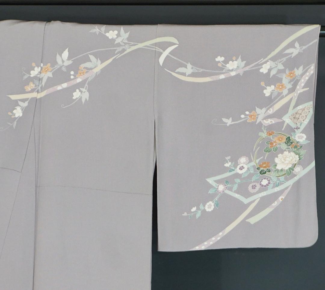 ♥ 手描き 作家物 金彩友禅 正絹訪問着 お仕事 155cm 藤色 a690新品、♥ WWW_MORNINGWALKER_COM