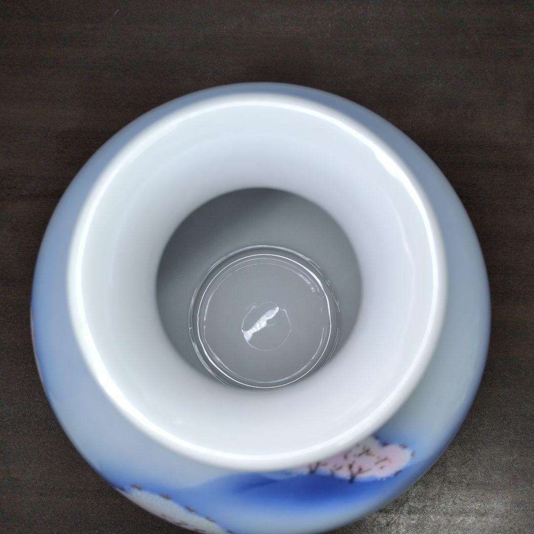 深川製磁 色絵 山水桜文 花瓶 高さ約22.5cm