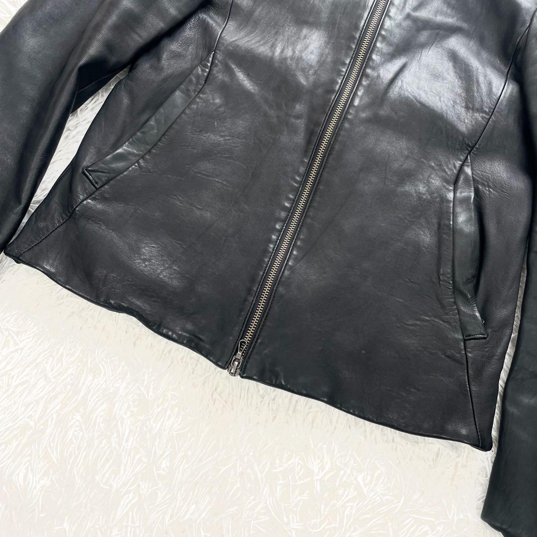 MORGAN モーガン ラムレザー シングル ライダースジャケット XL