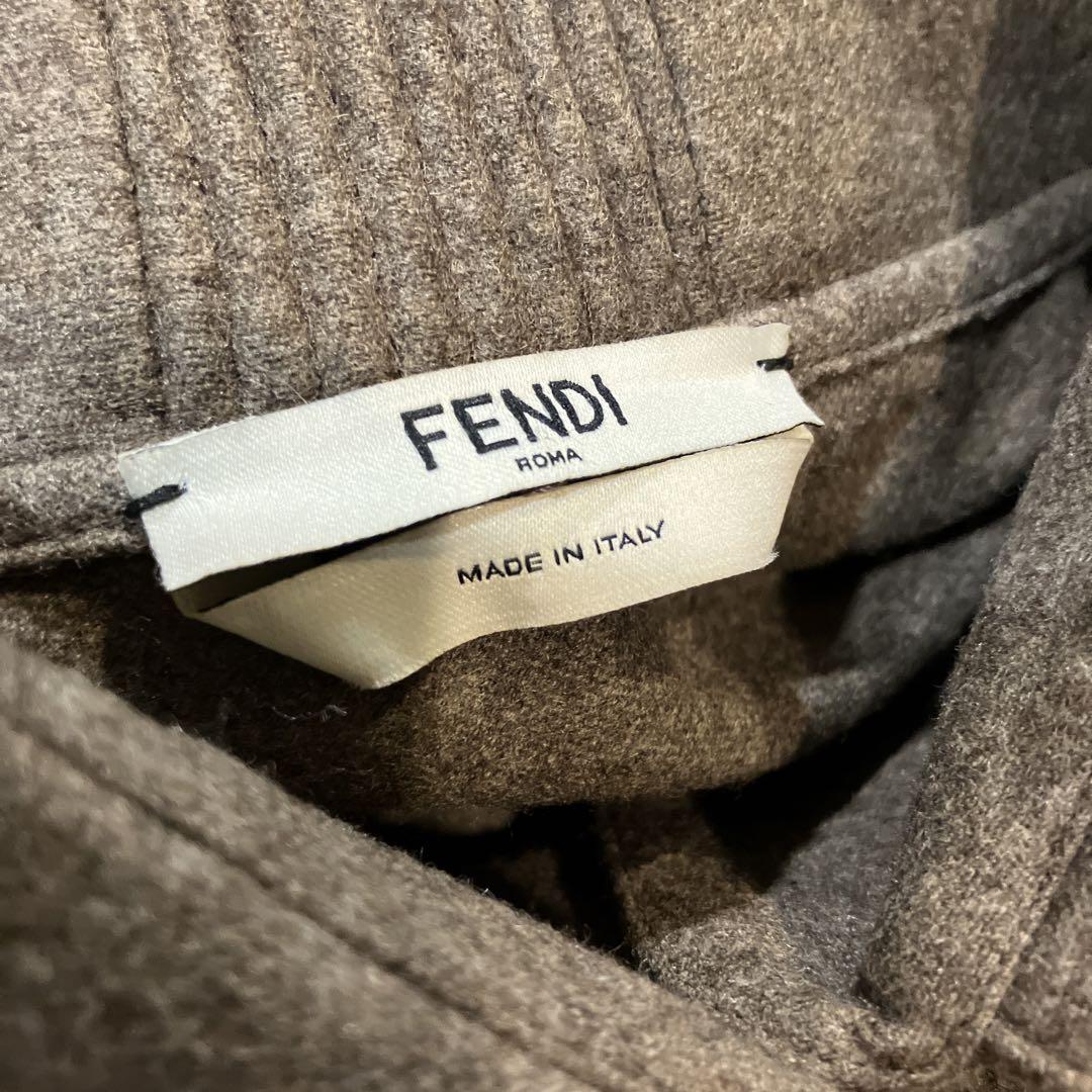 【美品 タグ有り】フェンディ FENDI カシミア混フランネル ジャケット L