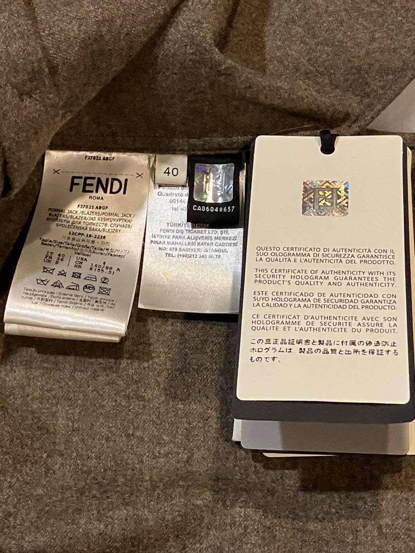 【美品 タグ有り】フェンディ FENDI カシミア混フランネル ジャケット L