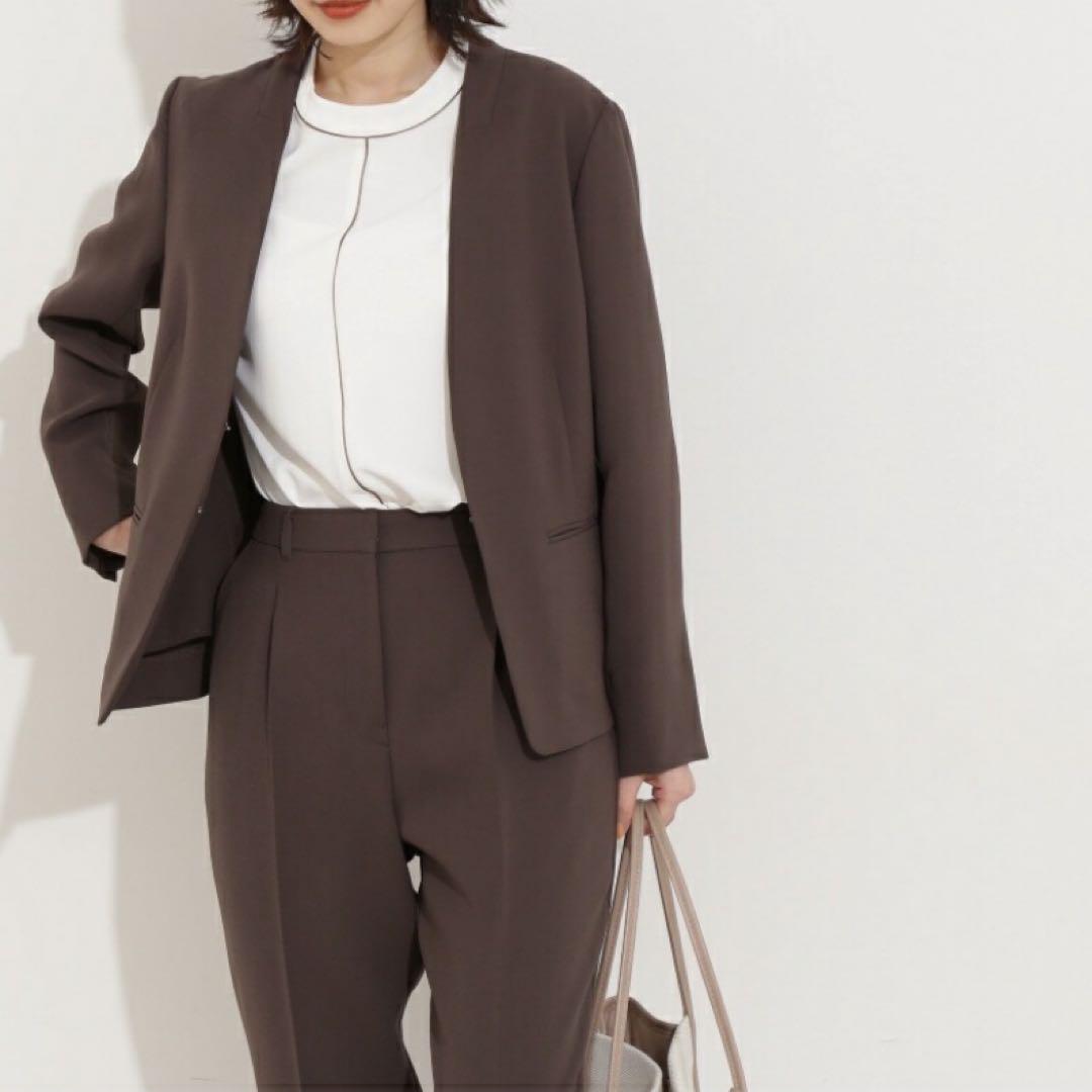 美品✨ナチュラルビューティベーシック ノーカラー パンツ セットアップ
