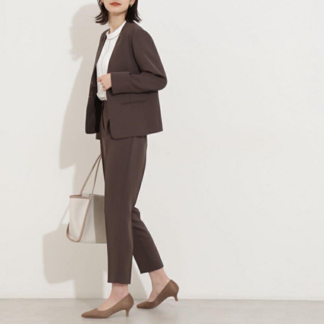 美品✨ナチュラルビューティベーシック ノーカラー パンツ セットアップ