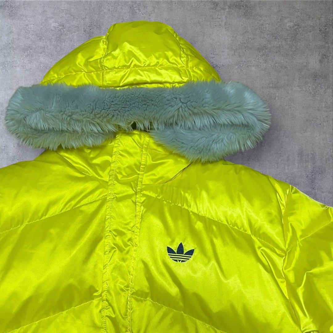【開店記念セール！】 adidas L フード付き イエローダウンジャケット アディダス ジャケット・アウター