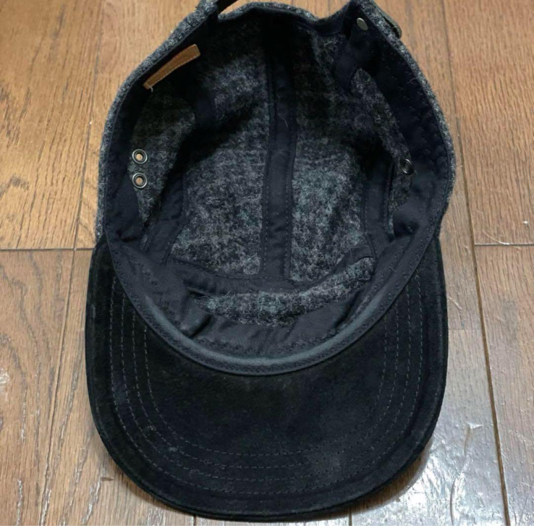 極美品 Hender Scheme ツイード スエード ジェットキャップ 黒×灰
